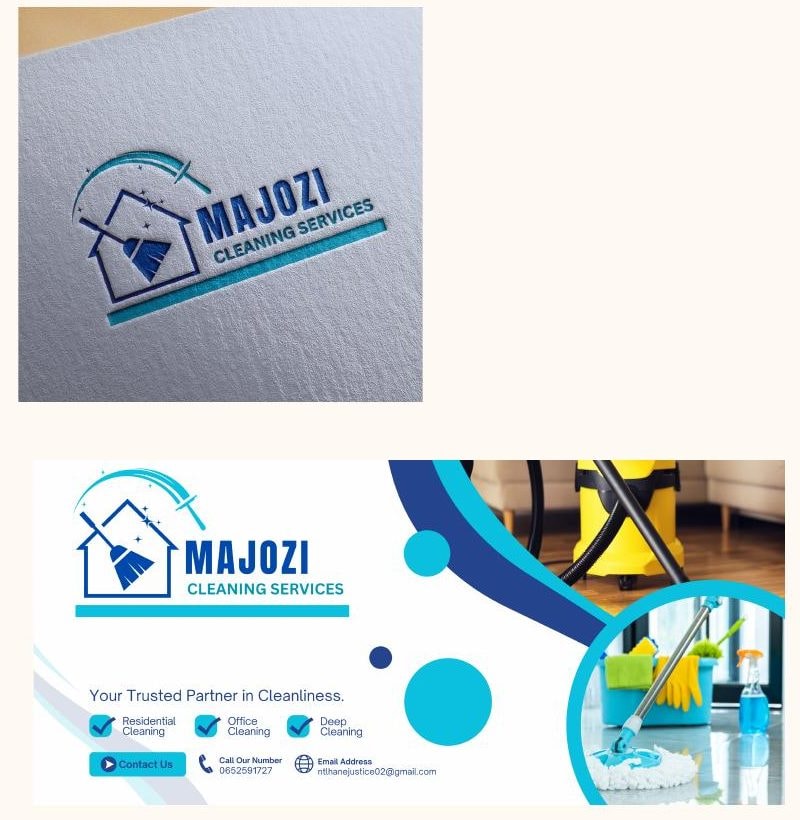 Majozi Cleaning logo and flyer